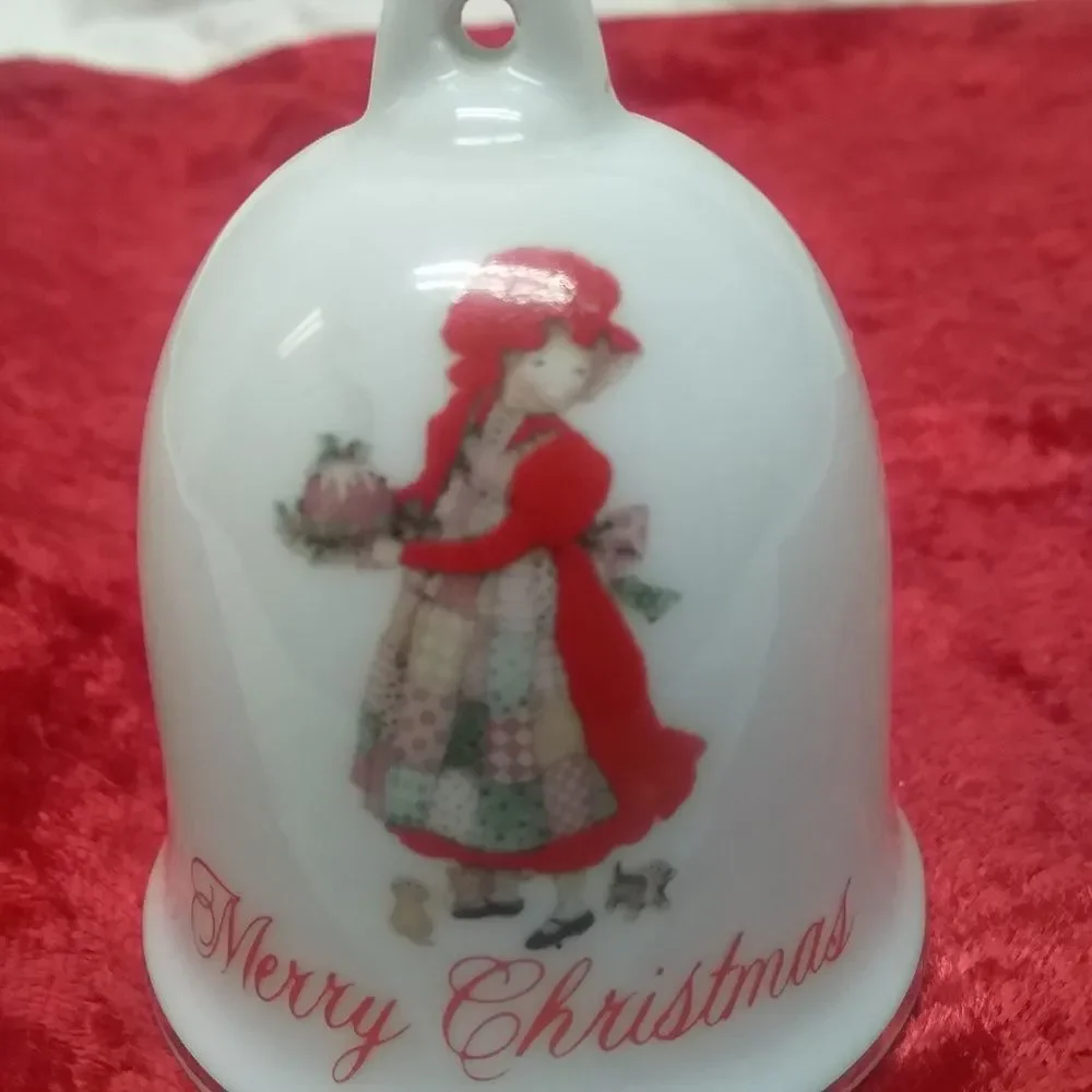 Vintage Holly Hobbie Small  Bell Merry Christmas HH Girl in Red 1982 Collectible